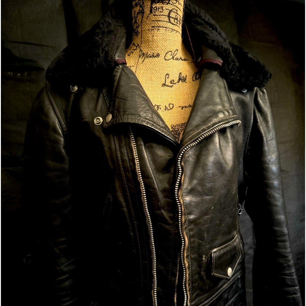 Two vintage leather motorcycle jackets